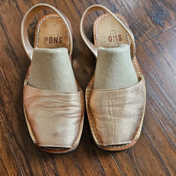 Pons Women's Avarcas Classic Sandals Size 8 Rose Gold Leather Spanish Handmade - Picture 1 of 7